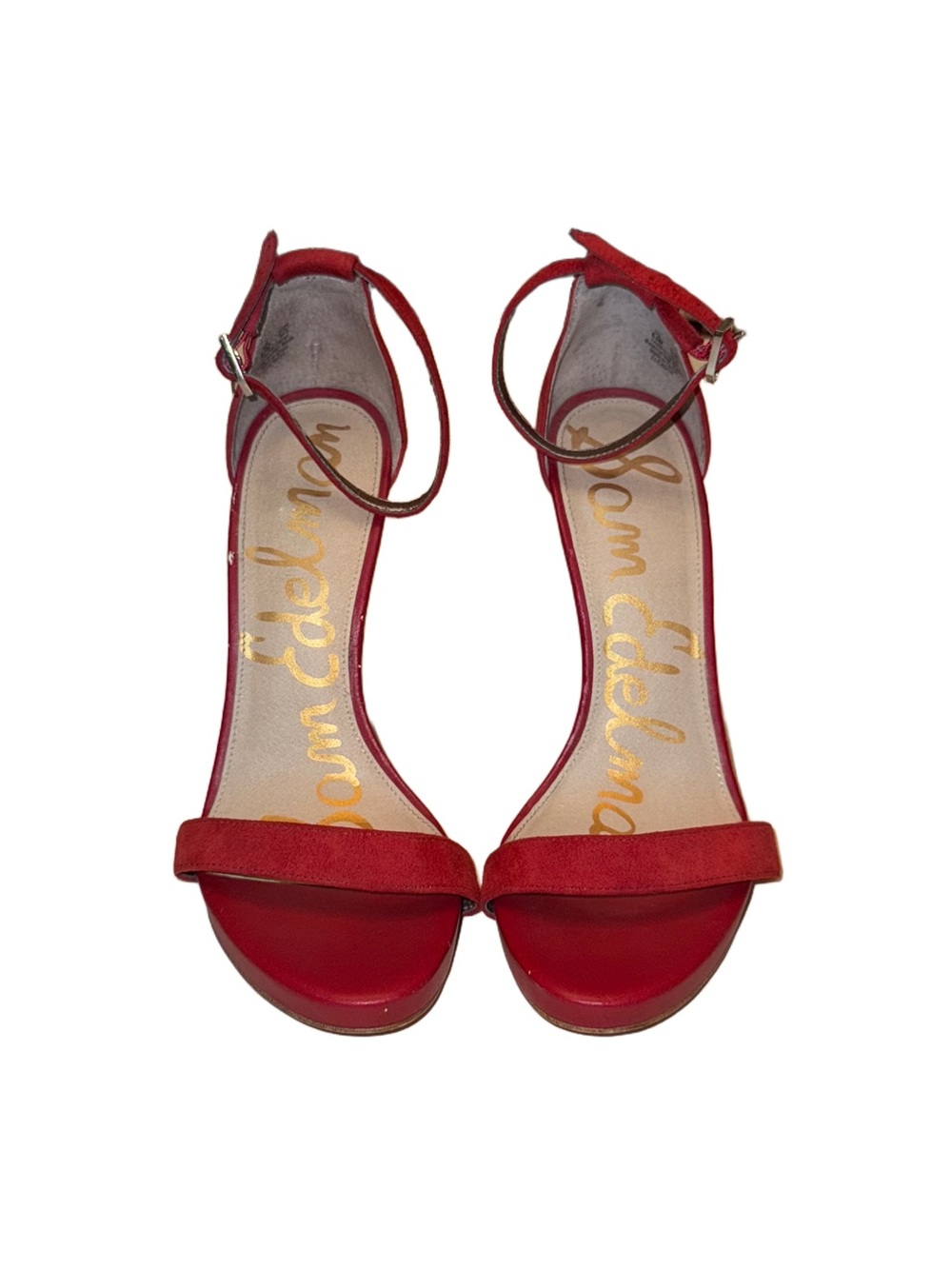 Sam Edelman Red Suede Ankle-Strap Stilettos